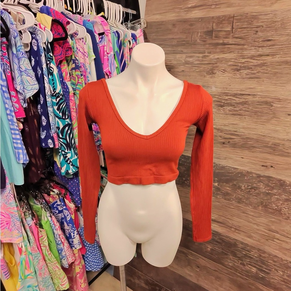 Urban Outfitters Out from Under Terracotta Orange V-Neck Crop Top